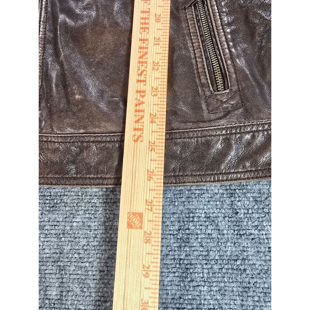 Scully Womens XL Brown Leather Jacket Distressed Western Moto Biker Coat